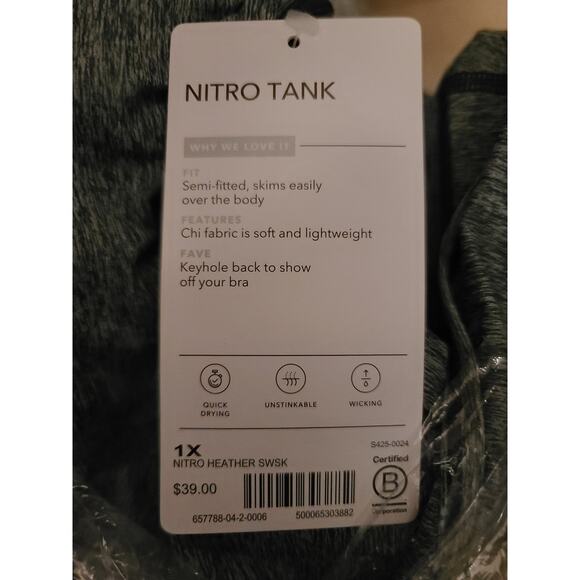 NWT Athleta Nitro Heather Tank - 1X - Seaweed Snack - 1x - Picture 3 of 3